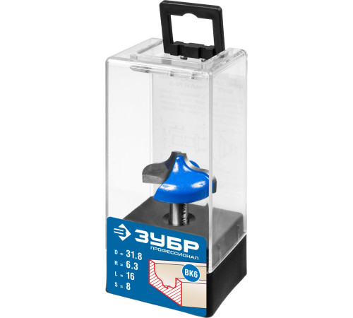 ЗУБР 31.8 x 16 мм, радиус 6.3 мм, фреза пазовая фасонная №2, Профессионал (28741-31.8) купить  в Сочи