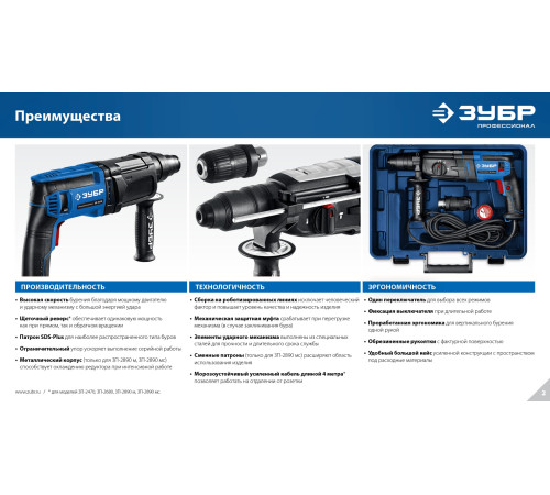 ЗУБР 24 мм, 750 Вт, перфоратор SDS Plus (П-24-750) купить  в Сочи