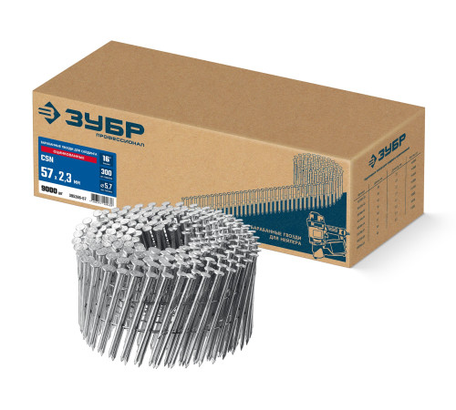 ЗУБР CSN 57 х 2.3 мм, барабанные гвозди для сайдинга оцинкованные, 9000 шт (305386-57) купить  в Сочи