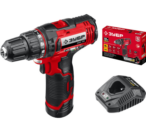 ЗУБР С1-12, 12 В, 30 Н·м, 1 АКБ (2 А·ч), дрель-шуруповерт (ДШЛ-125-21) купить  в Сочи
