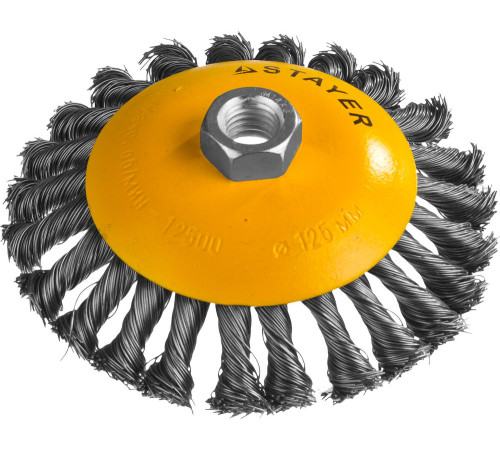 STAYER 125 мм, жгутированная стальная проволока 0.5 мм, коническая щетка-крацовка для УШМ, Professional (35135-125) купить  в Сочи