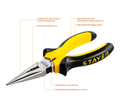 STAYER TOPGrip, 160 мм, тонкогубцы (2205-3-16) купить  в Сочи