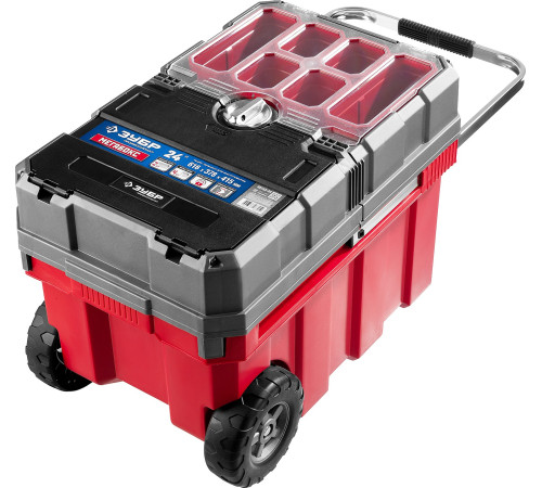 ЗУБР МЕГАБОКС-24, 616 х 378 х 415 мм, (24″), пластиковый ящик-тележка для инструментов, Профессионал (38133-24) купить  в Сочи