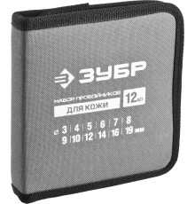 ЗУБР для кожи, 3 - 19 мм, 12 шт, набор пробойников (22949-H12)