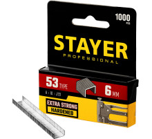 STAYER тип 53 (A/10/JT21), 6 мм, 1000 шт, калибр 23GA, скобы для степлера, Professional (3159-06)
