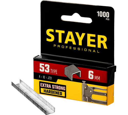 STAYER тип 53 (A/10/JT21), 6 мм, 1000 шт, калибр 23GA, скобы для степлера, Professional (3159-06) купить в Сочи STAYER тип 53 (A/10/JT21), 6 мм, 1000 шт, калибр 23GA, скобы для степлера, Professional (3159-06) купить в Сочи