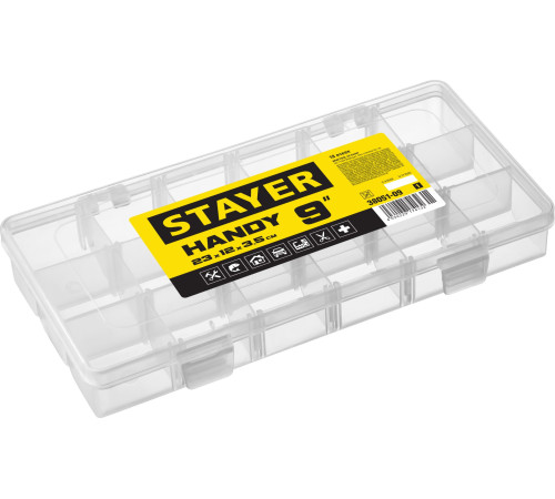 STAYER HANDY-9, 230 x 120 x 35 мм, (9″), пластиковый органайзер с 18 ячейками (38051-09) купить в Сочи STAYER HANDY-9, 230 x 120 x 35 мм, (9″), пластиковый органайзер с 18 ячейками (38051-09) купить в Сочи