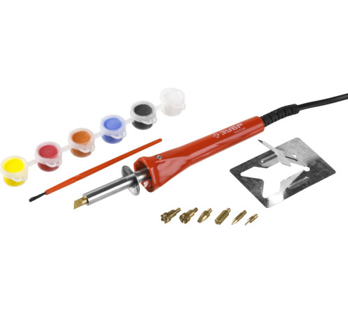 ЗУБР 30 Вт, прибор для выжигания с набором насадок и красками (55425) купить  в Сочи