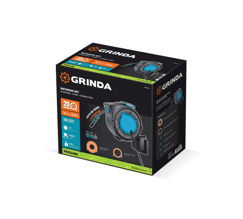 GRINDA HRA-20, шланг 20м x 1/2″, на поворотном кронштейне настенная, поливочный набор 4 предмета, катушка автоматическая со шлангом ProLine (428470) купить  в Сочи GRINDA HRA-20, шланг 20м x 1/2″, на поворотном кронштейне настенная, поливочный набор 4 предмета, катушка автоматическая со шлангом ProLine (428470) купить  в Сочи