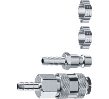 ЗУБР (штуцер ″елочка″, 8 мм - рапид муфта) + (рапид штуцер-штуцер ″елочка″, 8 мм) + (обжимные хомуты 2 шт), набор, Профессионал (64920-08-H)