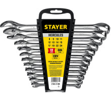 STAYER HERCULES, 12 шт, 8 - 24 мм, набор комбинированных гаечных ключей, Professional (27085-H12)