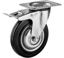 ЗУБР d 160 мм, г/п 145 кг, игольчатый подшипник, резина/металл, поворотное колесо c тормозом, Профессионал (30936-160-B)