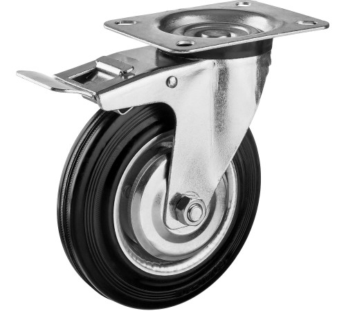 ЗУБР d 160 мм, г/п 145 кг, игольчатый подшипник, резина/металл, поворотное колесо c тормозом, Профессионал (30936-160-B) купить  в Сочи