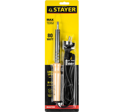 STAYER MAXTerm, 80 Вт, клин, электропаяльник с деревянной рукояткой (55310-80) купить в Сочи STAYER MAXTerm, 80 Вт, клин, электропаяльник с деревянной рукояткой (55310-80) купить в Сочи
