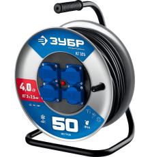 ЗУБР КГ-325, КГ, 3 x 2.5 мм2, 50 м, 4000 Вт, IP44, силовой удлинитель на стальной катушке, Профессионал (55079-50)