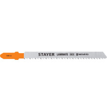 STAYER T101BR, 2 шт, 75 мм / 2.5 мм, T-хвост., HCS сталь, обратный рез по ламинату/фанере, полотна для лобзика, Professional (15991-2.5)