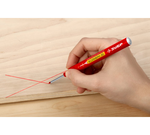 ЗУБР Колибри-30 красный, наконечник L 30 мм, ᴓ 2.8 мм, перманентный маркер для отверстий (06338-3) купить  в Сочи