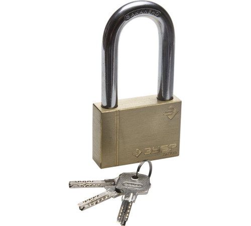 ЗУБР 70 мм, удлиненная дужка, латунный корпус, навесной замок (37299-70-1) купить  в Сочи