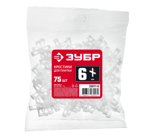 ЗУБР 6 мм, 75 шт, крестики для плитки (33811-6) купить  в Сочи