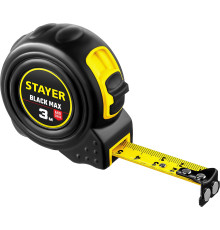 STAYER BlackMax, 3 м х 16 мм, рулетка с двумя фиксаторами, Professional (3410-03)