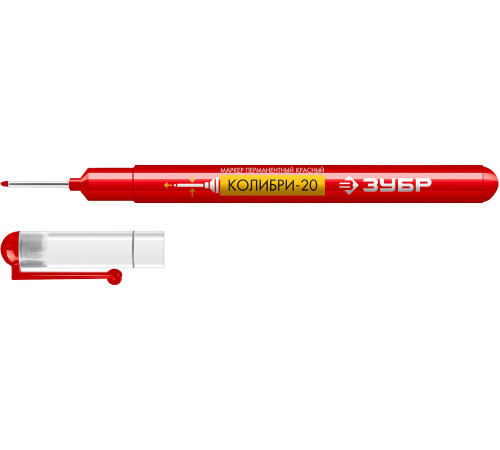 ЗУБР Колибри-20 красный, наконечник L 20 мм, ᴓ 2 мм, перманентный маркер для отверстийл (06328-3) купить  в Сочи