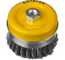 STAYER 100 мм, жгутированная стальная проволока 0.5 мм, чашечная щетка-крацовка для УШМ, Professional (35137-100)
