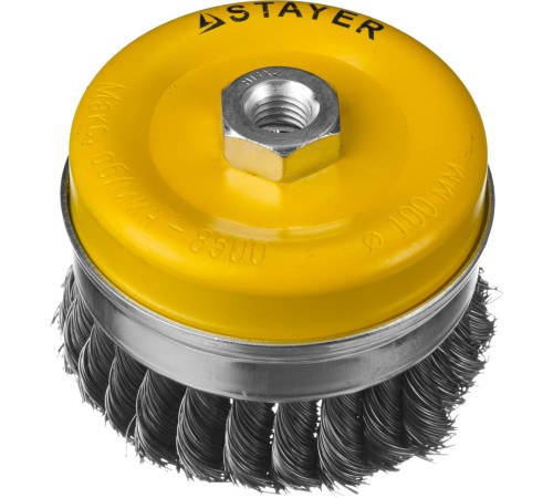 STAYER 100 мм, жгутированная стальная проволока 0.5 мм, чашечная щетка-крацовка для УШМ, Professional (35137-100) купить  в Сочи