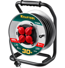 KRAFTOOL K-325, КГ, 3 х 2.5 мм2, 30 м, 4000 Вт, IP44, силовой удлинитель на стальной катушке (55086-30)