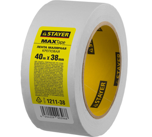 STAYER MAXTape 38 мм х 40 м, креповая, малярная лента, MASTER (1211-38) купить  в Сочи