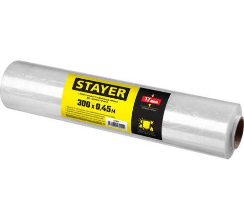 STAYER 300 м х 450 мм, 17 мкм УФ стойкая, ручная, упаковочная стрейч-пленка, MASTER (12611) купить в Сочи STAYER 300 м х 450 мм, 17 мкм УФ стойкая, ручная, упаковочная стрейч-пленка, MASTER (12611) купить в Сочи