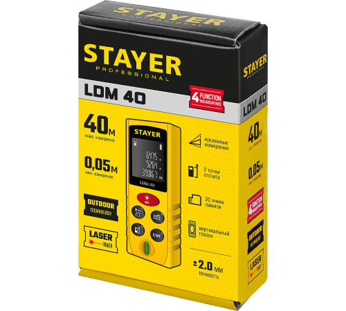 STAYER 40 м, лазерный дальномер, Professional (34956) купить в Сочи STAYER 40 м, лазерный дальномер, Professional (34956) купить в Сочи
