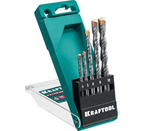 KRAFTOOL Extreme, 5 шт: 4-5-6-8-10 мм, трехгранный хвостовик, набор сверл по бетону (29166-H5) купить  в Сочи
