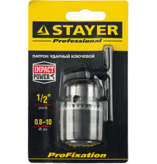 STAYER 10 мм, 1/2″, ударный сверлильный патрон с ключом для дрели, Professional (29055-10-1/2)