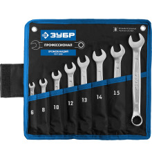 ЗУБР 8 шт, 6 - 17 мм, набор комбинированных гаечных ключей, Профессионал (27087-H8)
