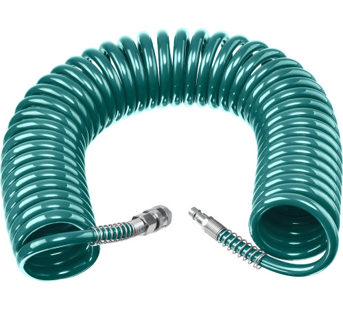 KRAFTOOL 15 м, 8 х 12 мм, 15 бар, воздушный спиральный шланг с фитингами рапид (06590-15) купить  в Сочи