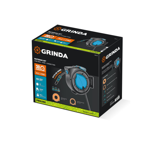 GRINDA HRA-30, шланг 30м x 1/2″, на поворотном кронштейне настенная, поливочный набор 4 предмета, катушка автоматическая со шлангом ProLine (428471) купить  в Сочи GRINDA HRA-30, шланг 30м x 1/2″, на поворотном кронштейне настенная, поливочный набор 4 предмета, катушка автоматическая со шлангом ProLine (428471) купить  в Сочи