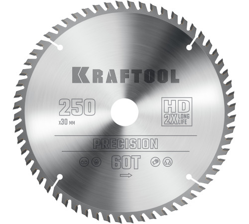 KRAFTOOL Precision, 250 х 30 мм, 60Т, пильный диск по дереву (36952-250-30) купить  в Сочи