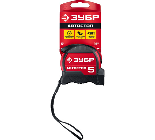 ЗУБР Автостоп, 5 м х 19 мм, рулетка с автостопом (34052-05-19) купить  в Сочи