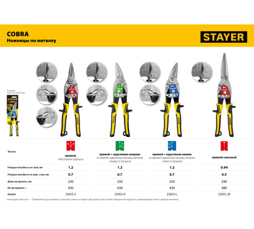 STAYER Cobra, 250 мм, левые ножницы по металлу (23055-L) купить в Сочи STAYER Cobra, 250 мм, левые ножницы по металлу (23055-L) купить в Сочи