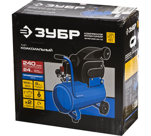 ЗУБР 240 л/мин, 24 л, 1500 Вт, масляный компрессор, Профессионал (ЗКПМ-240-24-1.5) купить  в Сочи
