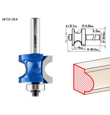 ЗУБР 28.6 x 19 мм, радиус 6.3 мм, фреза полустержневая с подшипником, Профессионал (28722-28.6)