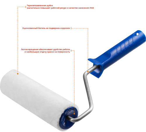 ЗУБР ВЕЛЮР, 8 х 180 мм, бюгель 8 мм, ворс 4 мм, 50% акрил, 50% шерсть, для лаков и эмалей, малярный валик, Профессионал (03514-18) купить  в Сочи
