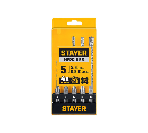 STAYER HERCULES-4Х 5шт набор буров SDS-plus (29290-H5) купить в Сочи STAYER HERCULES-4Х 5шт набор буров SDS-plus (29290-H5) купить в Сочи