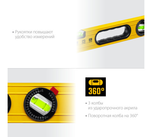 STAYER LEADER, 800 мм, усиленный профиль, уровень с поворотным глазком (3466-080) купить  в Сочи