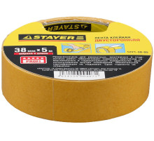 STAYER 38 мм, 5 м, на полипропиленовой основе, двухсторонняя клейкая лента (1221-38-05)