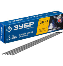 ЗУБР Д 3.0 х 350 мм, 5 кг в коробке, ЗОК-46 рутил-целлюлозный, электрод сварочный, Профессионал (40035-3.0)