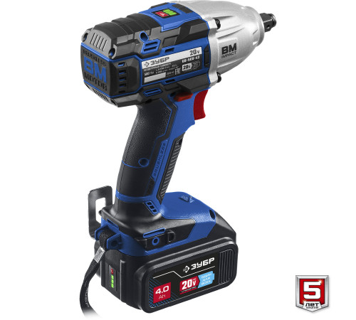ЗУБР Т7, 20 В, 500 Н·м, 2 АКБ (4 А·ч), бесщеточный гайковерт, кейс, Профессионал (GB-500-42) купить  в Сочи
