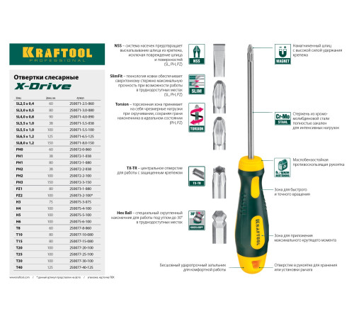 KRAFTOOL Х-Drive, PH3 x 150, отвертка (250072-3-150) купить  в Сочи