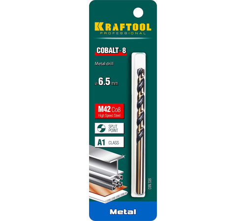 KRAFTOOL COBALT-8, 6.5 х 101 мм, сталь М42, HSS-Co(8%), сверло по металлу (29656-6.5) купить в Сочи KRAFTOOL COBALT-8, 6.5 х 101 мм, сталь М42, HSS-Co(8%), сверло по металлу (29656-6.5) купить в Сочи
