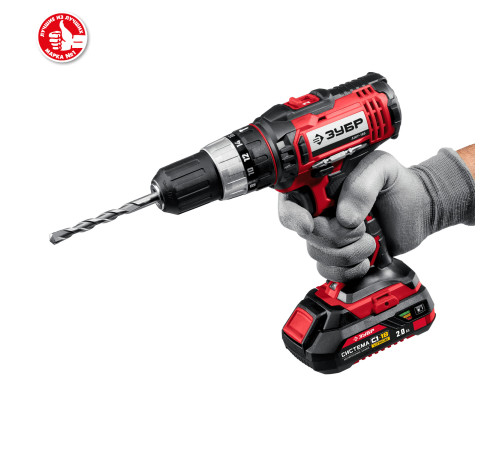 ЗУБР С1-18, 18 В, 40 Н·м, 2 АКБ (2 А·ч), ударная дрель-шуруповерт, кейс (ДШУ-185-22) купить  в Сочи